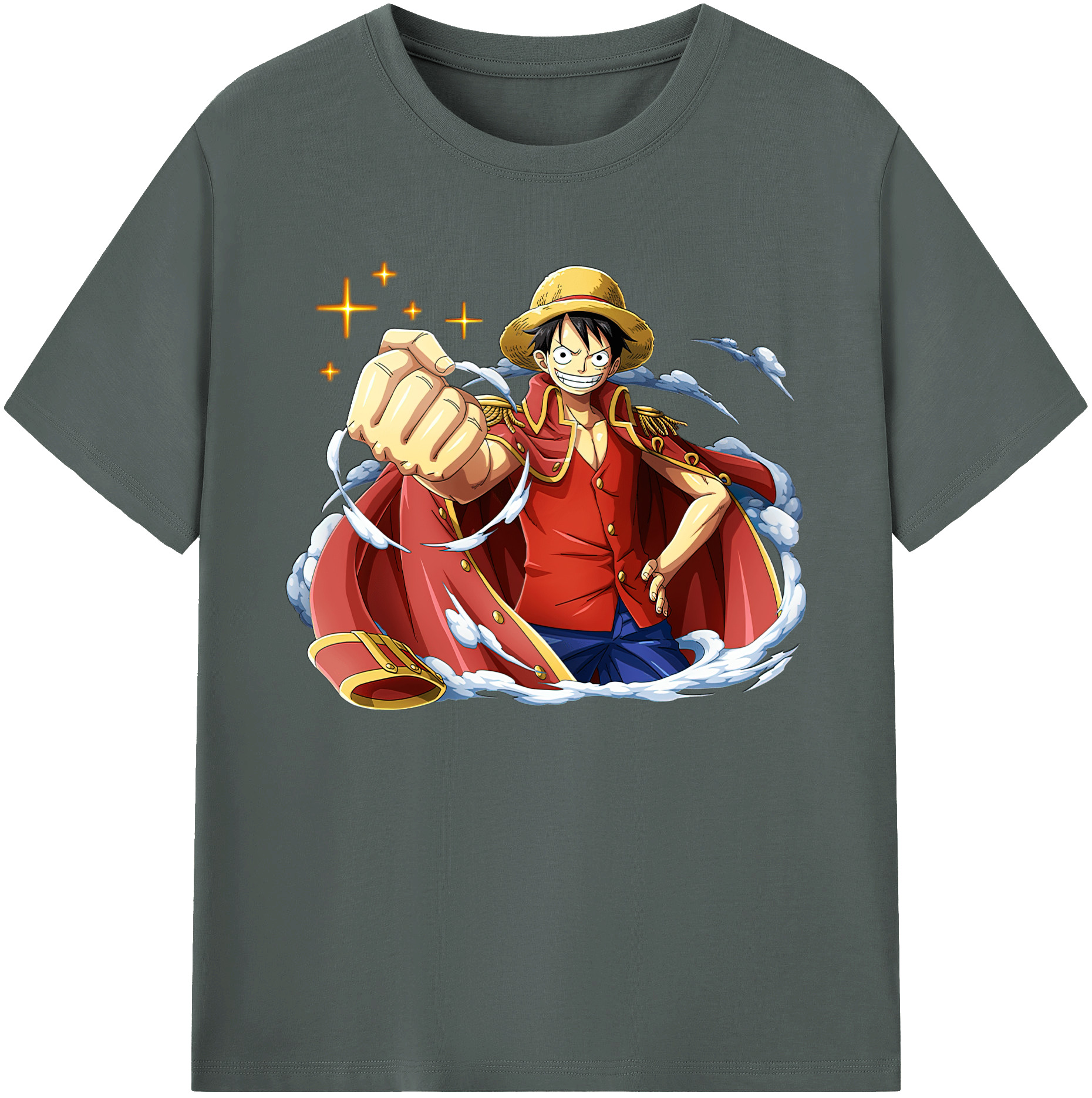 ワンピース モンキー・D・ルフィ ONE PIECE Monkey D. Luffy 綿100％ メンズ半袖Tシャツ｜肌触りやわらか＆通気性